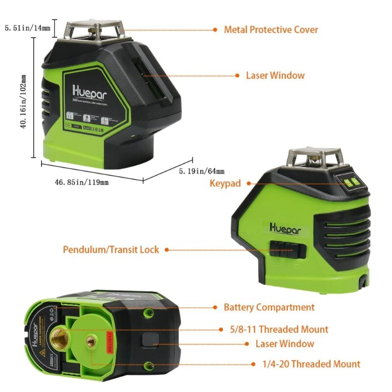 11 huepar green beam laser level with 2 plu main 2