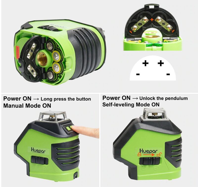 8 huepar green beam laser level with 2 plu description 17