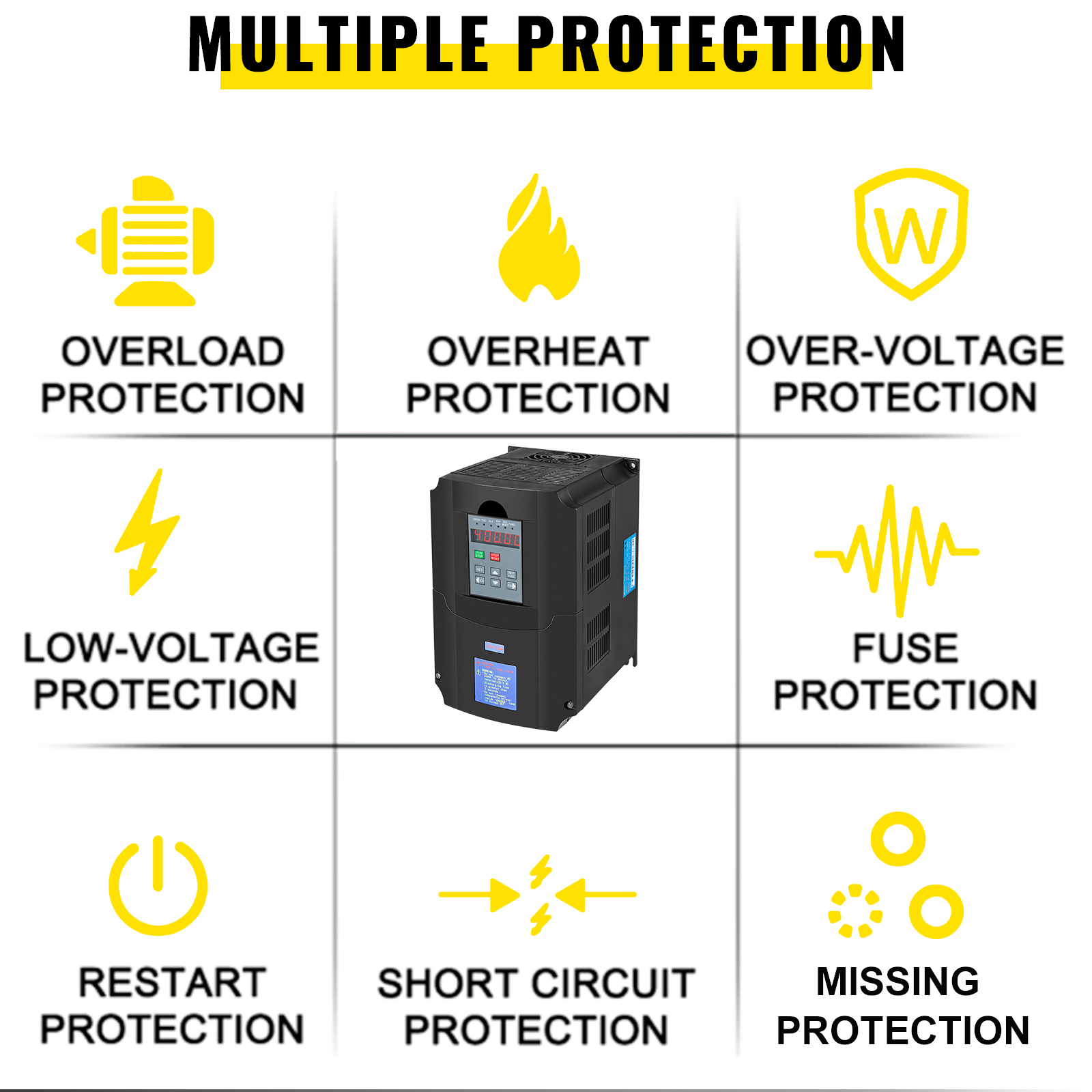 честотен инвертор с защита от пренапрежение, защита от претоварване, защита от прегряване 