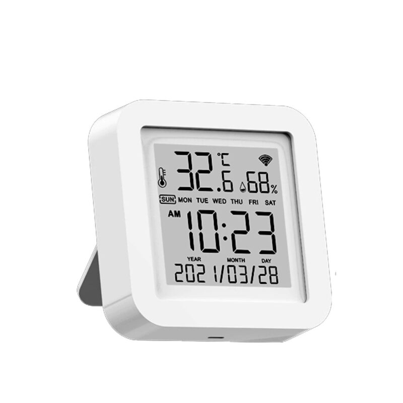 Стаен термометър и хигрометър Tuya TH06W, Часовник, LCD дисплей, Wi-Fi, Гласови команди, Работи с Alexa, Google Assistant, Google Home - Image 4