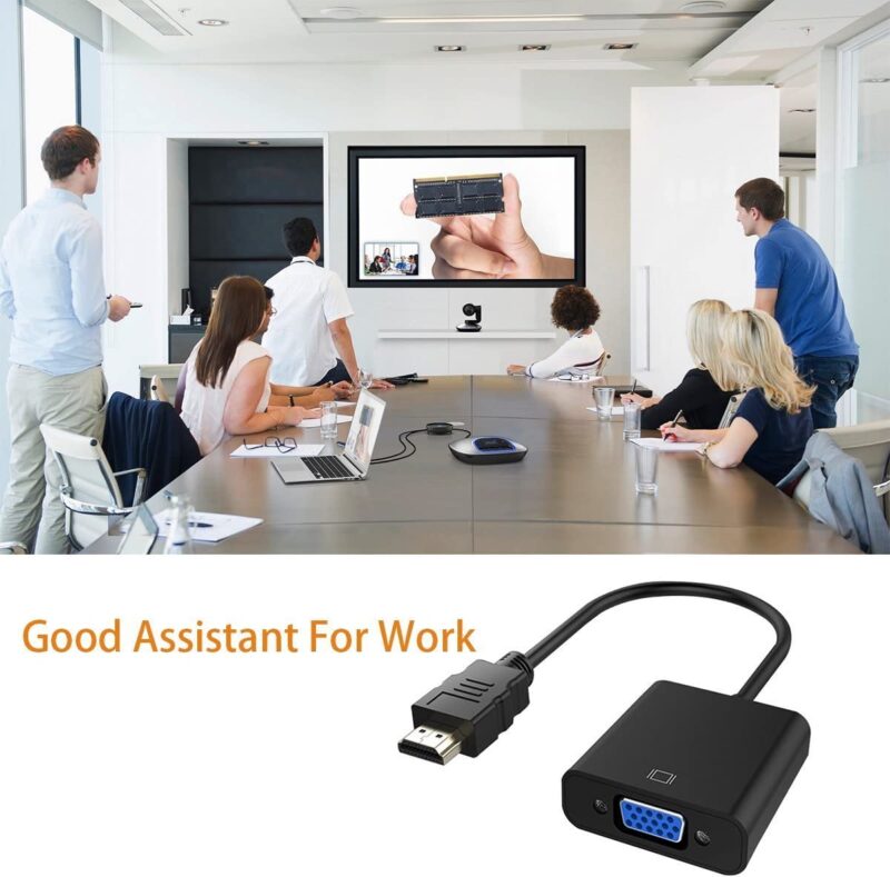 Преходник HDMI към VGA Jiafen CL-2530, За връзка с Компютър, Лаптоп, Монитор, Таблет, PS4, Mac, Проектор, 1080P, Кабел, Дължина 25 см. - Image 4