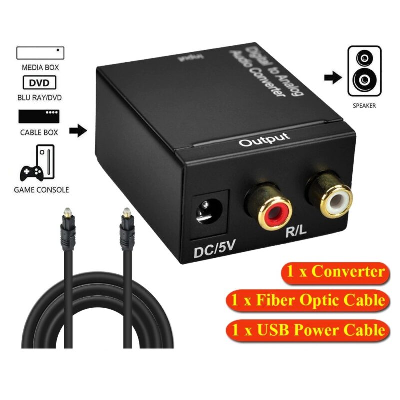 Аудио конвертор Gunartex 2B49, Дигитален към аналогов аудио сигнал, Toslink SPDIF към L/R RCA 3.5mm, Подходящ за PS3, HD, DVD, PS4, Apple, TV, Домашно кино, Усилвател - Image 5