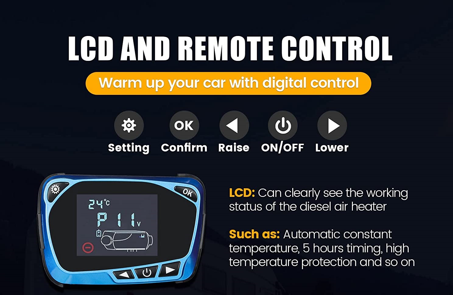 дизелова печка за кола с LCD екран и дистанционно управление