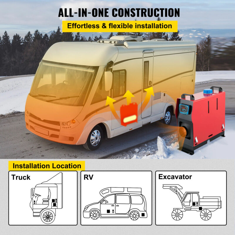Суха дизелова печка Vevor WF-8001, Мощност 8kW, Напрежение 12V, Резервоар 5 литра, Преносима - Image 7