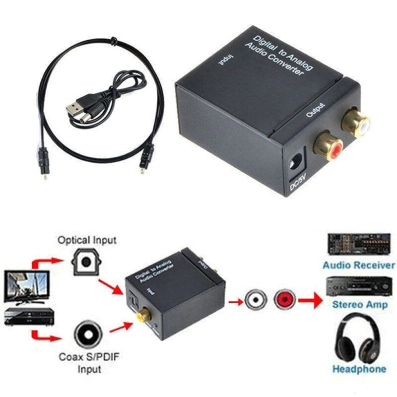 Аудио конвертор Gunartex 2B49, Дигитален към аналогов аудио сигнал, Toslink SPDIF към L/R RCA 3.5mm, Подходящ за PS3, HD, DVD, PS4, Apple, TV, Домашно кино, Усилвател - Image 8