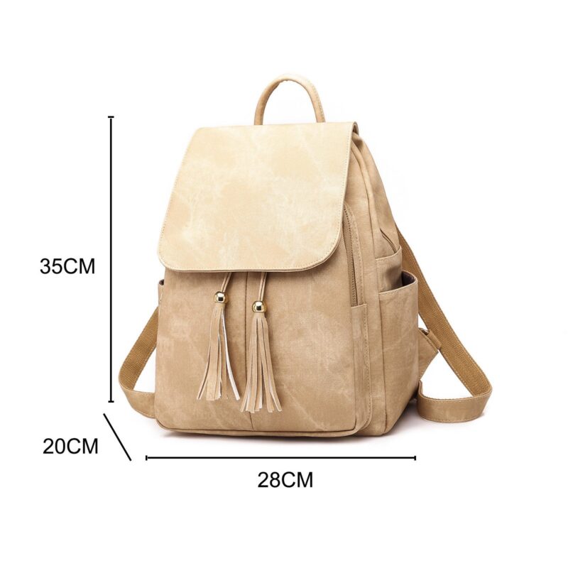 Комплект Дамска раница CanvasArtisan Khaki-281, Портмоне, Размер 35 х 28 х 20 см, Водоустойчива материя, Допълнителни отделения, Регулируеми презрамки, Бежов, 2 броя - Image 3