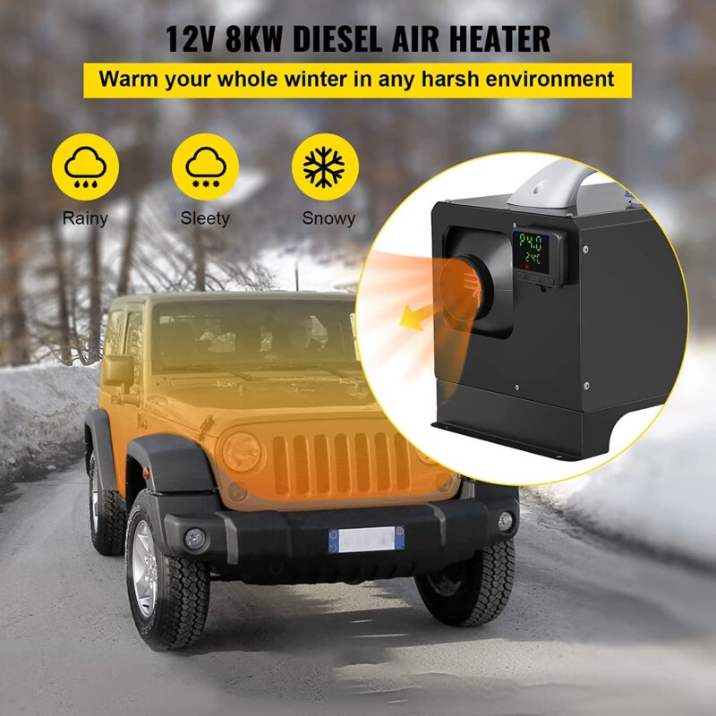 Суха дизелова печка за кола Vevor WF4501-B, Мощност 8kW, Напрежение 12V, Резервоар за гориво 5 литра, Преносима - Image 12