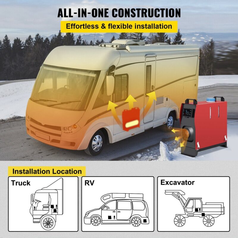 Суха дизелова печка за кола Vevor GC-81, Мощност 8kW, Напрежение 12V, Подходяща за Бусове, Палатки, Камиони, Каравани - Image 3