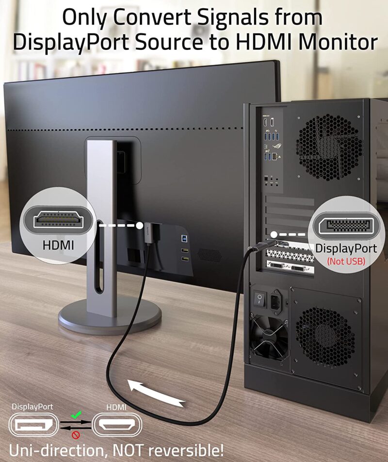 Преходен адаптер Jiafen WL51, DisplayPort към HDMI, Резолюция 4К, Подходящ за Компютър, Лаптоп, Таблет, Проектор, Монитор, Цифров видео и аудио сигнал - Image 3