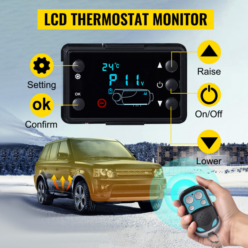 Суха дизелова печка за кола Vevor GC-81, Мощност 8kW, Напрежение 12V, Подходяща за Бусове, Палатки, Камиони, Каравани - Image 7