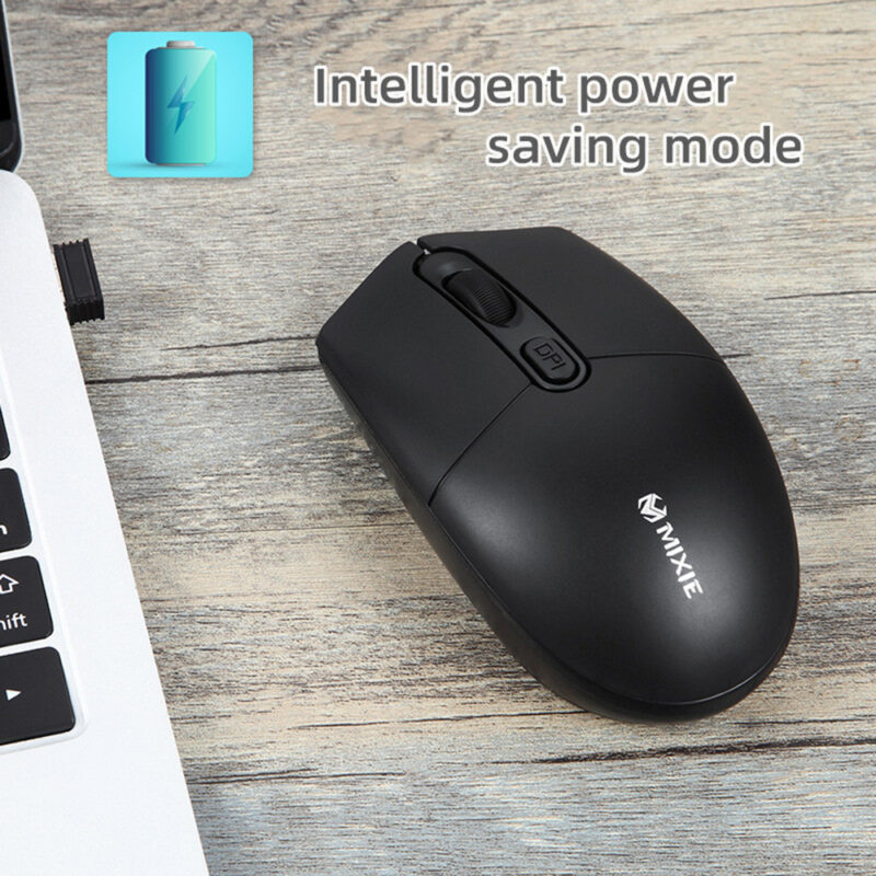 Мишка Mixie R-520721, Безжична, USB, 4D, 2.4GHz, 4 бутона, Резолюция 800/1200/1600 DPI, Обхват до 10 метра, Режим на пестене на енергия, Plug & Play, Черен - Image 5