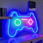 LED Gaming лампа Jiafen C10, Димируема, Декорация на стена, Неонова, Подходяща за Gaming стая, Вид на лампата геймърски джойстик, Размер 38 х 25 см.