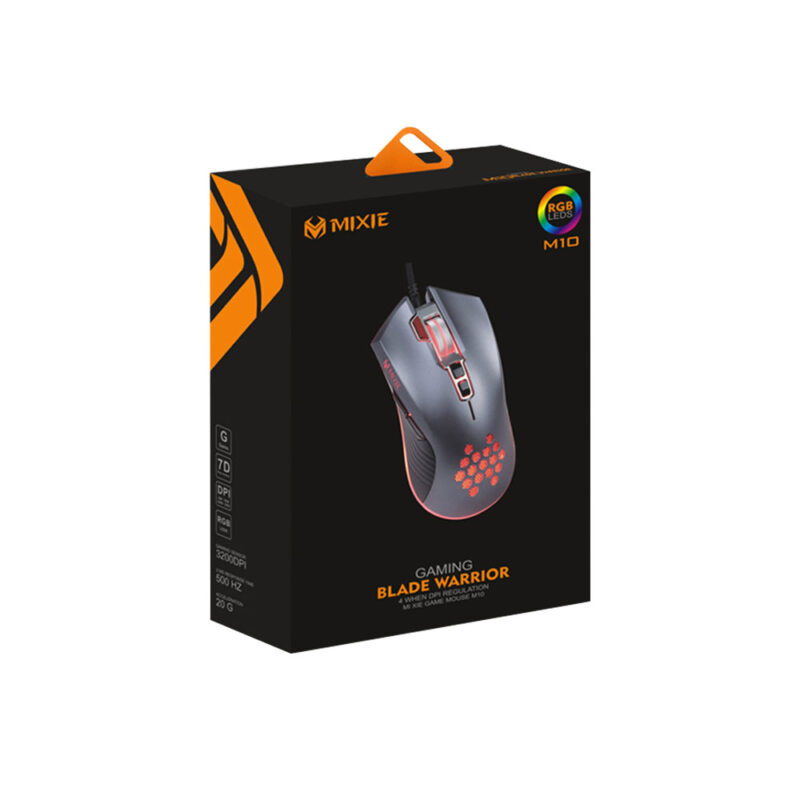 Мишка Mixie M10-728, Геймърска, RGB подсветка, Оптична, 8D, Свързаност USB, 8 Бутона, Резолюция  1200/1600/2400/3200/4800 DPI, Дължина на кабела 1.5m, Сив - Image 4