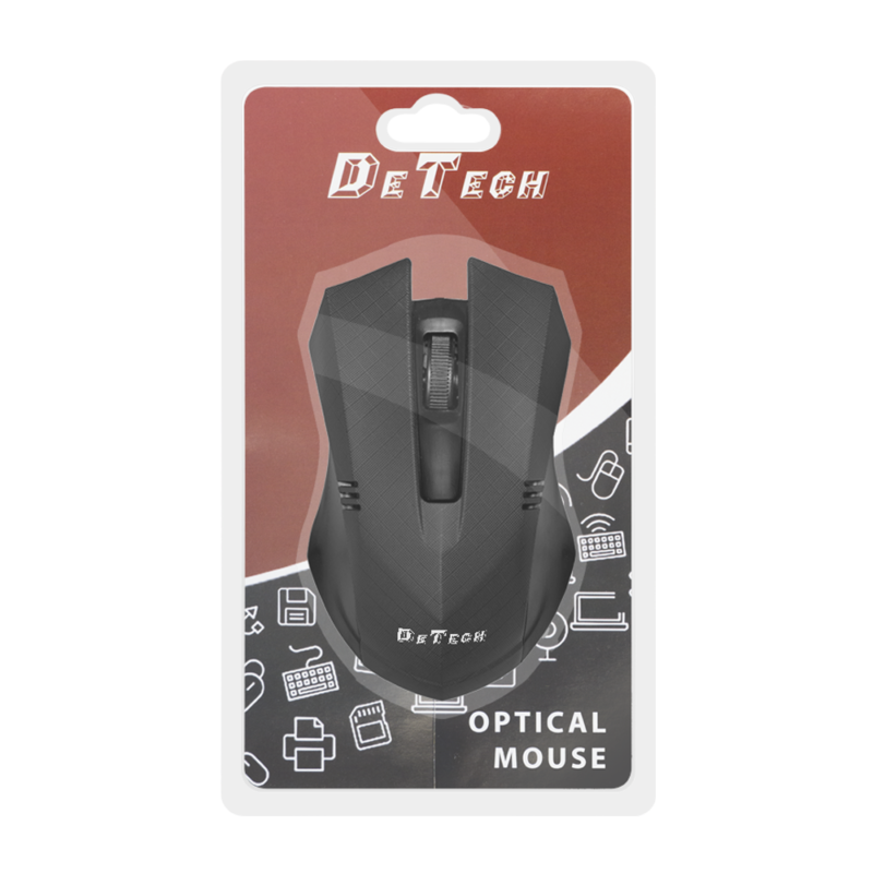 Мишка DeTech D-957, Оптична, Интерфейс USB, Резолюция 1200 DPI, 3 Бутона, Дължина на кабела 1.2 м. - Image 2