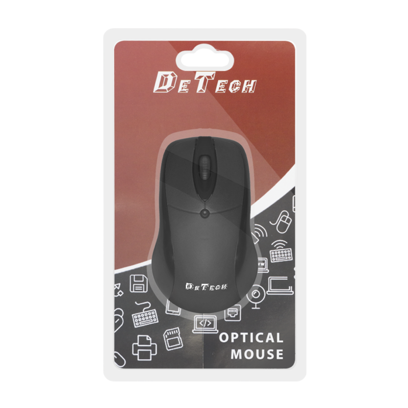 Мишка DeTech D-959, Оптична, Интерфейс USB порт, Резолюция 1200 DPI, 3 Бутона, Дължина на кабела: 1.2m, Черен - Image 2