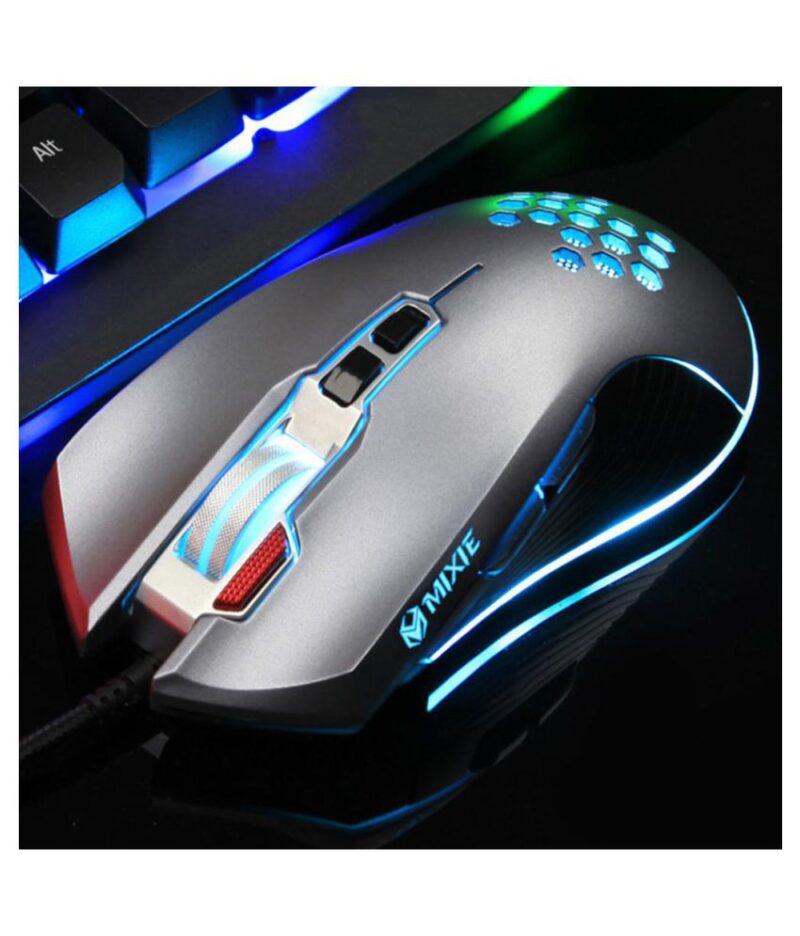 Мишка Mixie M10-728, Геймърска, RGB подсветка, Оптична, 8D, Свързаност USB, 8 Бутона, Резолюция  1200/1600/2400/3200/4800 DPI, Дължина на кабела 1.5m, Сив - Image 6
