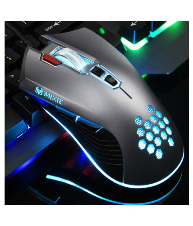 Мишка Mixie M10-728, Геймърска, RGB подсветка, Оптична, 8D, Свързаност USB, 8 Бутона, Резолюция  1200/1600/2400/3200/4800 DPI, Дължина на кабела 1.5m, Сив - Image 5