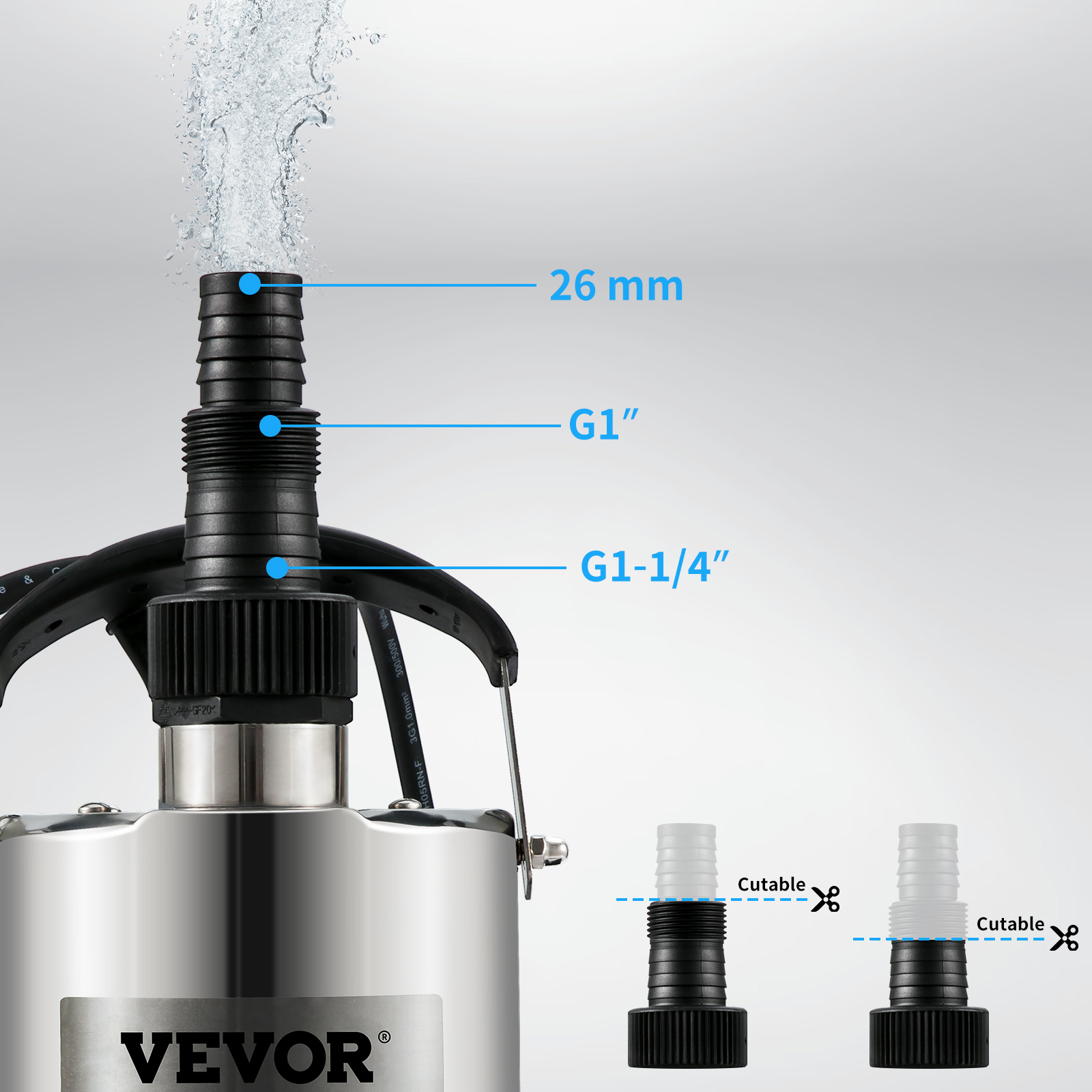 Основното предимство на Vevor-F159 е изрязващия се пластмасов адаптер