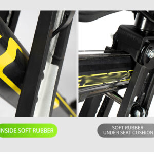 Алуминиевата рамка на детската седалка разполага с меко гумено покритие, което предотвратява надрасквания по рамката на Вашия велосипед