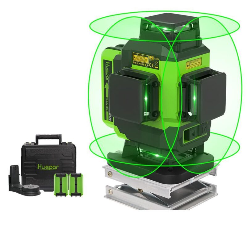 Лазерен нивелир Huepar LS04CG, 2 батерии, 4D