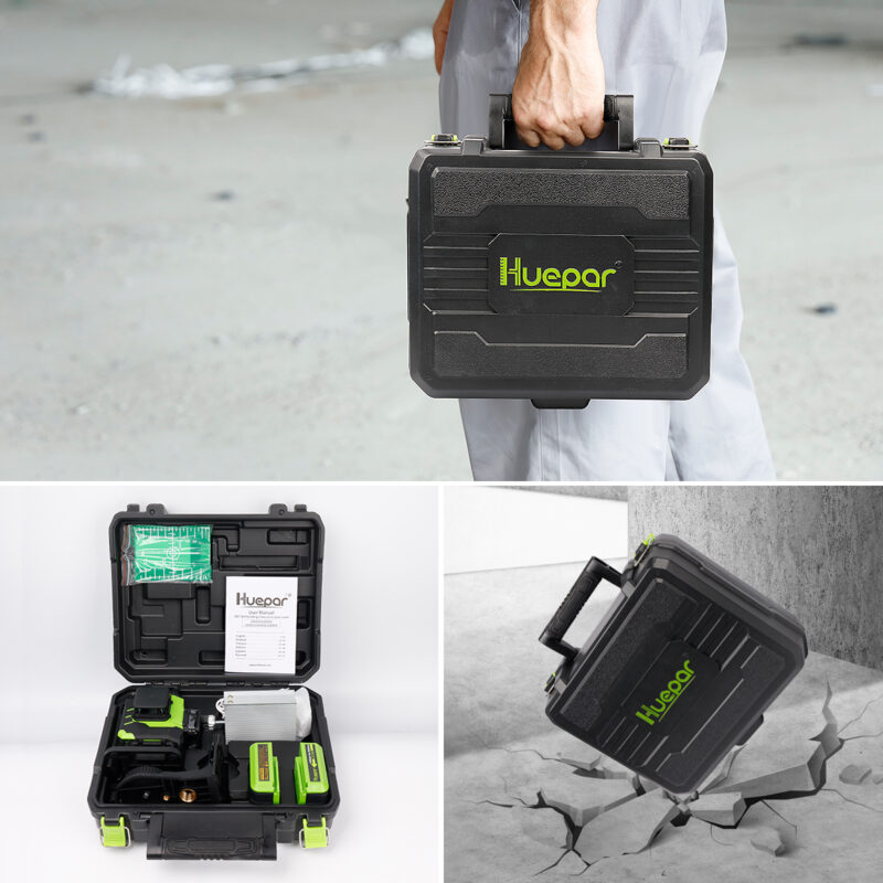 Лазерен нивелир Huepar LS04CG, 2 батерии, 360 градуса, 4D, Самонивелиращ, Куфар - Image 7
