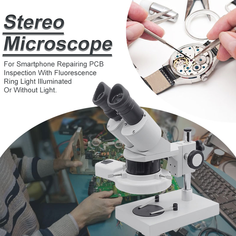 10X 20X 30X 40X Stereo Microscope with Ring Light Illumination for PCB Inspection Tools Industrial Microscopes Soldering Repair