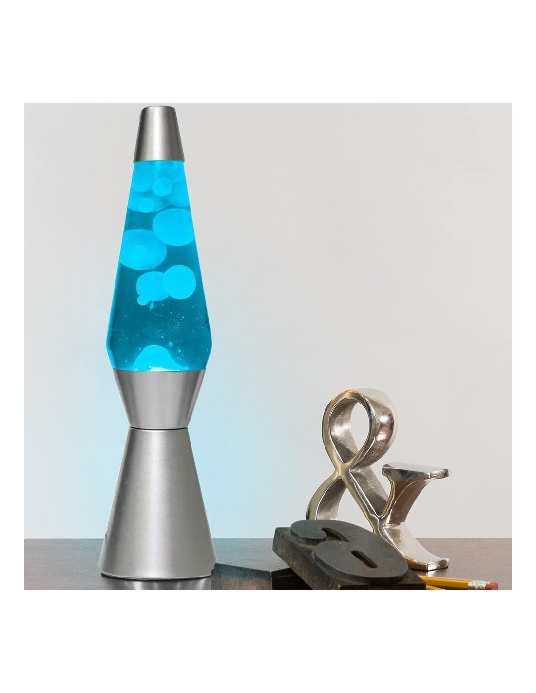 Лава лампа iTotal Crystal Blue в сребрист корпус и Блестящи елементи в Синьо и Бяло