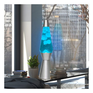 lampada lava lamp 40 cm xl1764 base silver magma glitter blu e bianco design 2