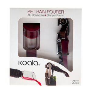 set of wine accessories koala 2 pieces metal burgundy 450022