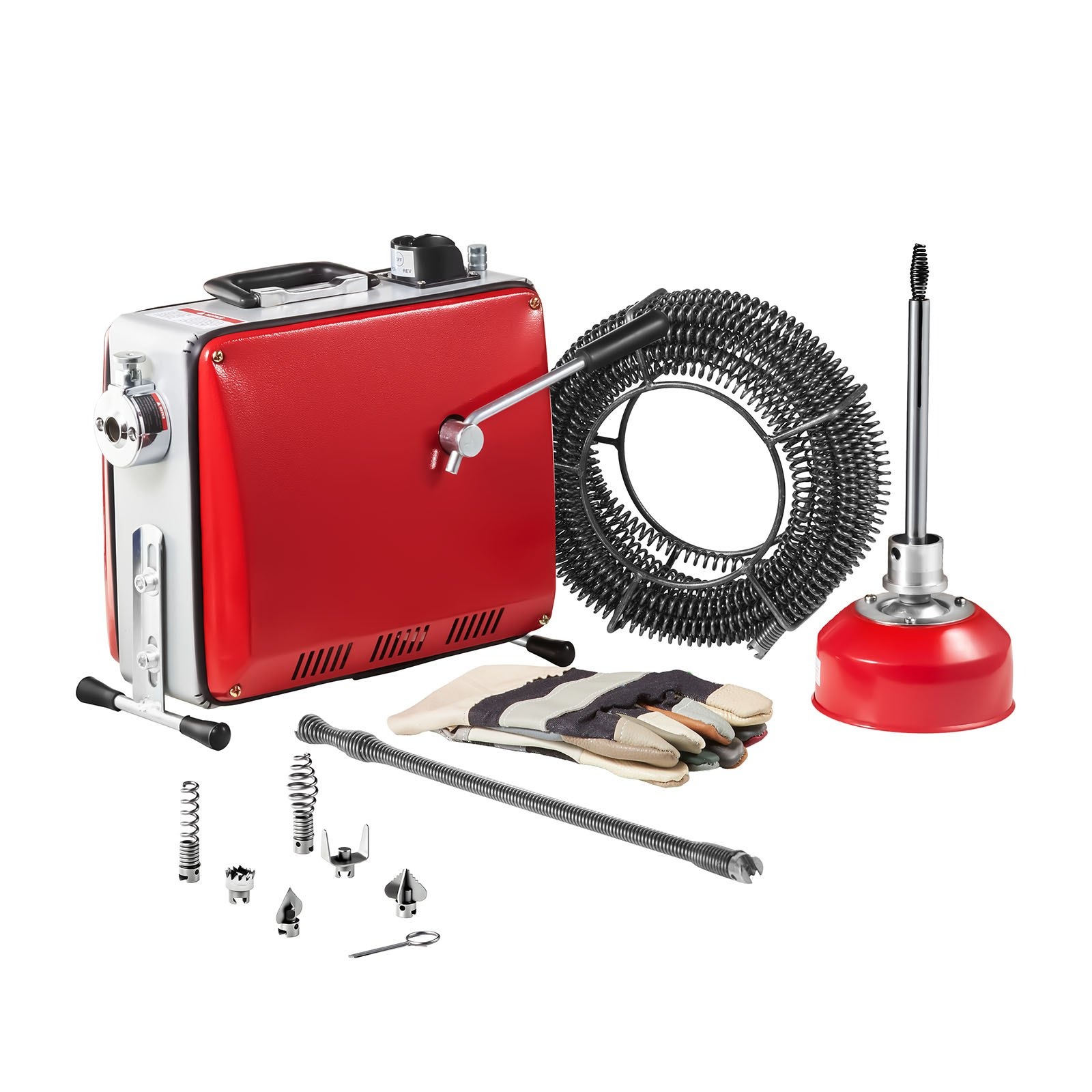 Машина за отпушване на канали Vevor GQ-100 на топ цена Мощност 390W и скорост на въртене 400 об/мин с жило за отпушване на канали