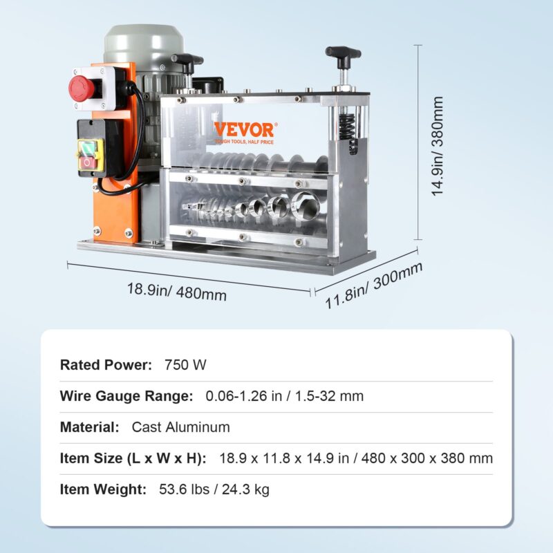 Професионална белачка за кабели Vevor BXJDD750, Мощност 750W, За сваляне на изолацията на употребявани кабели - Image 4