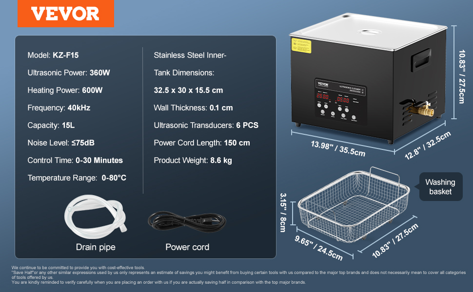 15L ultrasonic cleaner a100 1.11 pt