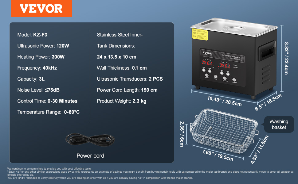 3L ultrasonic cleaner a100 1.11 pt