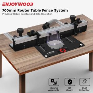 ENJOYWOOD 700mm Router Table Fence System – стабилна дърводелска маса за оберфреза с лесно сглобяване, предпазител и колектор за прах.