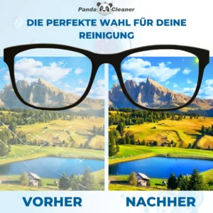 Преди и след почистване на очила – яснота и блясък благодарение на PandaCleaner.