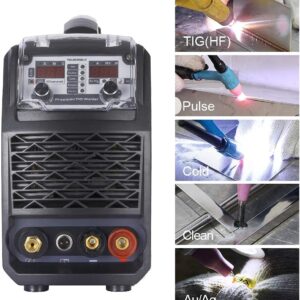 Изображение на контролния панел на ANDELI TIG-250GPLC с включени режими: TIG (HF), Pulse, Cold, Clean и Au/Ag (злато и сребро).