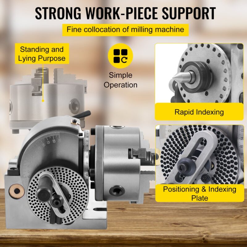 Стабилна опора за детайли VEVOR BS-0 – включва MT2 Tailstock за поддържане на дълги метални пръти и индексна плоча за бързо позициониране.