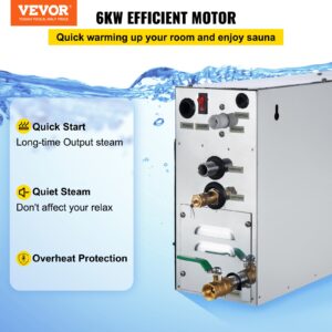 Парогенератор VEVOR VV-SG с мощност 6kW – Бързо загряване, тиха работа и защита от прегряване за комфортна и безопасна парна баня.