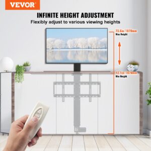 Електрическа стойка за телевизор VEVOR OK618-A800 с дистанционно управление и регулируема височина от 970 mm до 1670 mm.