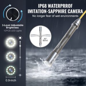 Водоустойчива камера с IP68 рейтинг и имитация на сапфирен обектив, оборудвана с 12 LED светлини с регулируема яркост.