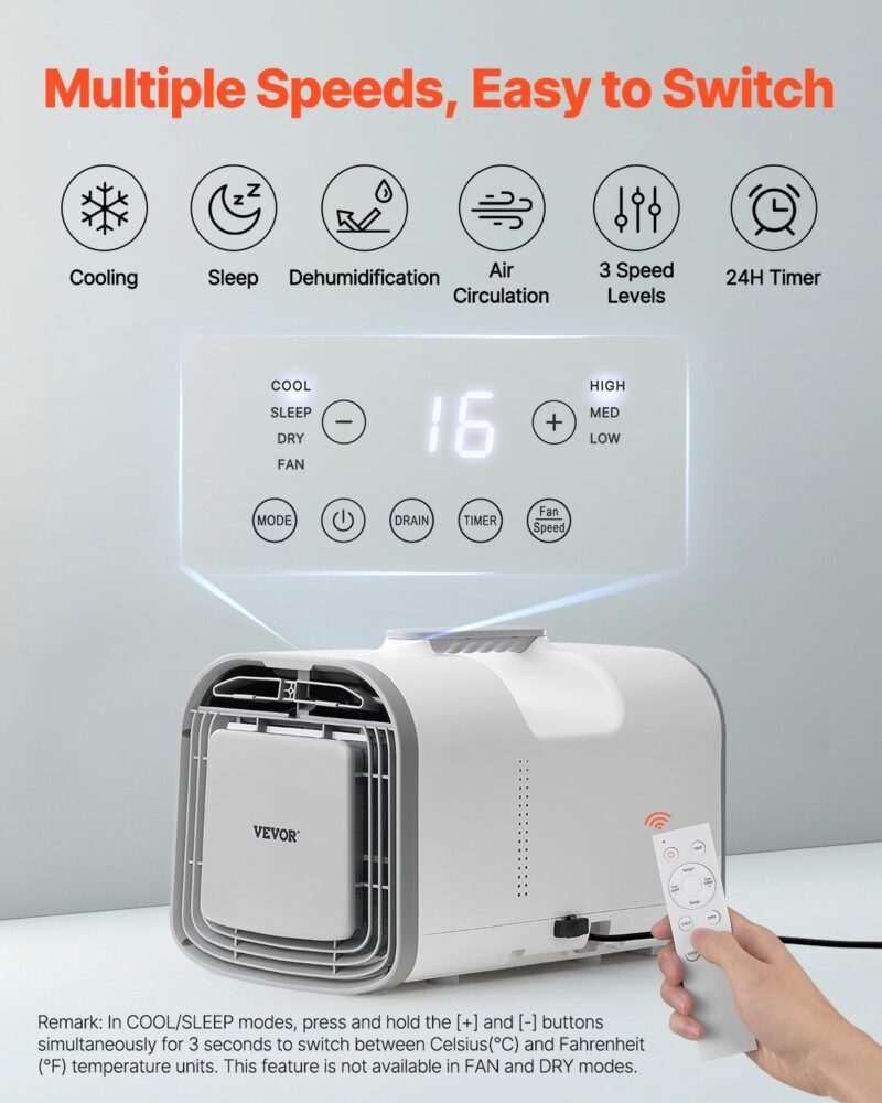 Климатик за палатка VEVOR S03 Pro, Мощност 530W, DC 24V захранване, Режими охлаждане, сън, вентилатор, обезвлажняване - Image 4