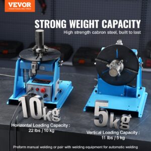 Заваръчен ротатор VEVOR HD-10 с максимален хоризонтален капацитет 10 кг и вертикален 5 кг, демонстриран с метални тръби за заваряване.