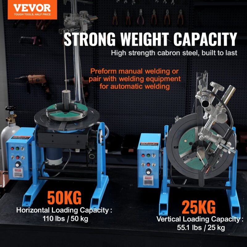 Заваръчен позиционер VEVOR HD-50, Товароносимост 50 кг, Скорост от 0.5 до 6 оборота в минута - Image 2