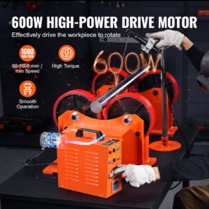 Високомощен задвижващ мотор 600W на VEVOR HDTR-1000 по време на работа, с визуални ефекти за въртящ момент, скорост до 1600 мм/мин и плавна работа.