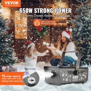 Машина за сняг VEVOR LM с мощност 650W и обхват до 5 метра, създаваща зимна атмосфера за празници и събития