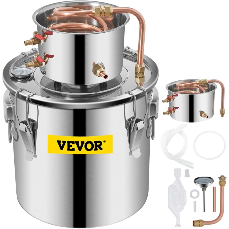 Казан за ракия Vevor PL9831-20 на топ цена Вместимост 20л. и дебелина стени и капак 1.2 мм
