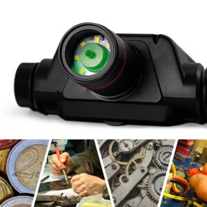 Близък план на обектива на дигитален микроскоп Andonstar ADSM301 с вградени LED диоди – подходящ за бижута, часовници, монети и ремонт на електроника.