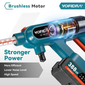 Безчетков мотор на водоструйка Yofidra HG2025 – показана с визуализация на вътрешния механизъм и батерия 388VF