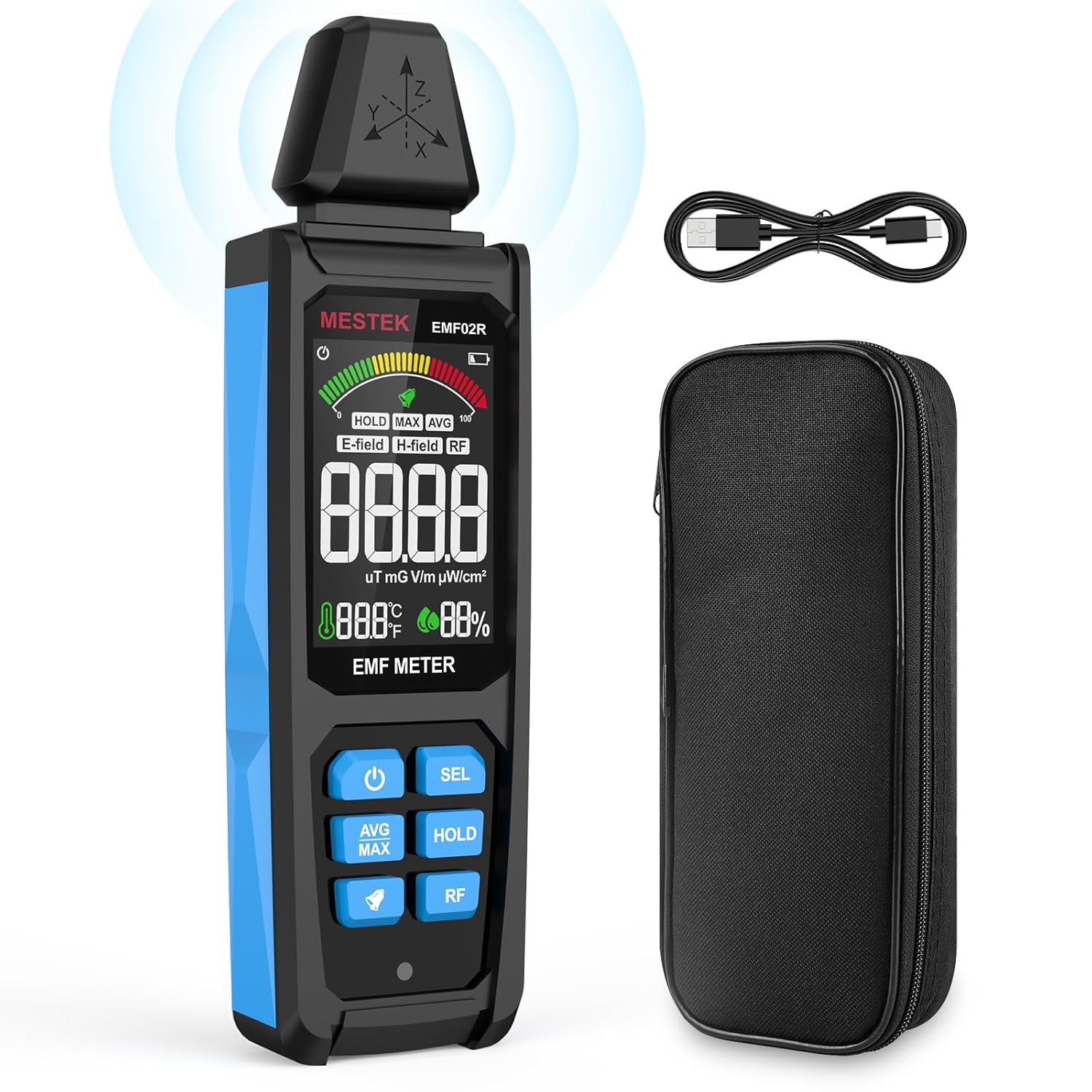 EMF детектор Mestek EMF02R на топ цена с кабел за зареждане