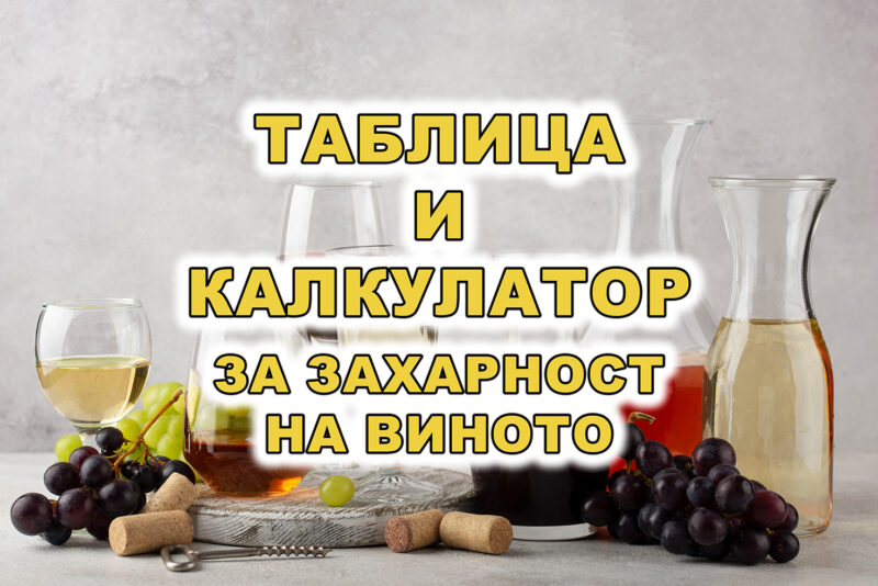 Калкулатор и Таблица за Захарност на Виното